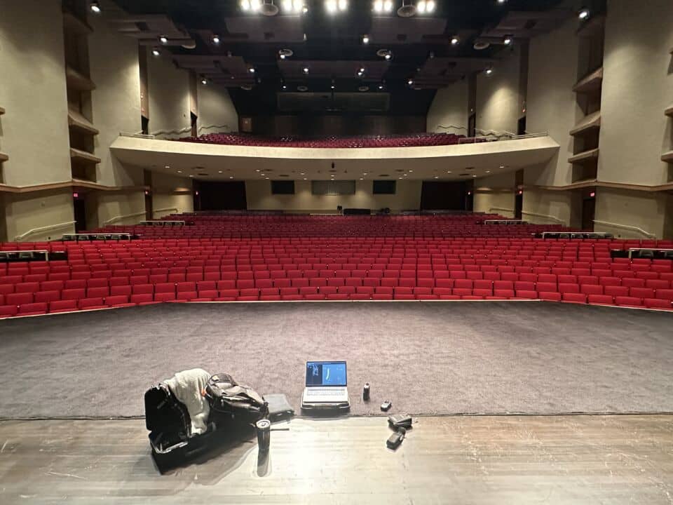 As an audio engineer, Stryker uses a TruPulse 360 rangefinder to make sure that each new venue is prepped for an optimal live Mannheim Steamroller auditory experience.