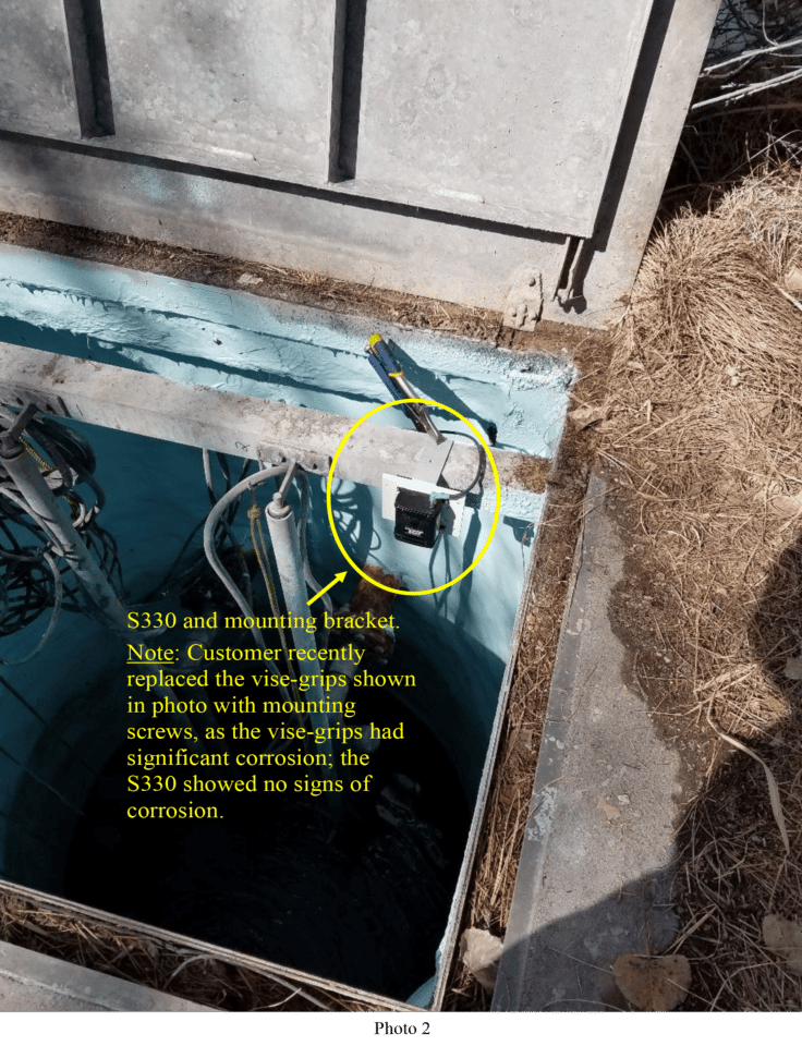 Laser Tech (LTI) TruSense S330 installed at a water treatment plant